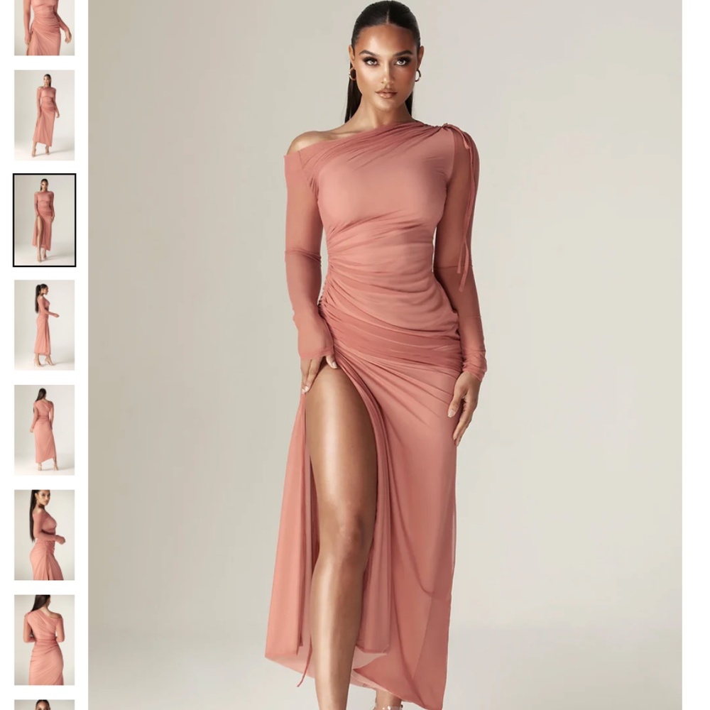 Alieva Ruched Mesh Long Dress/Gown